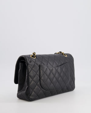 Chanel Black Medium Classic Double Flap Bag in Caviar Leather with Gold Hardware