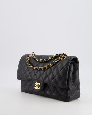 Chanel Black Medium Classic Double Flap Bag in Caviar Leather with Gold Hardware