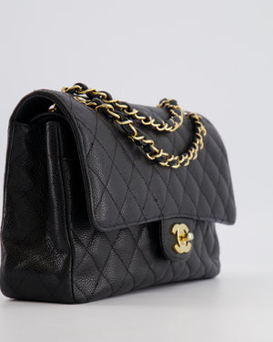 Chanel Black Medium Classic Double Flap Bag in Caviar Leather with Gold Hardware