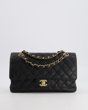 Chanel Black Medium Classic Double Flap Bag in Caviar Leather with Gold Hardware