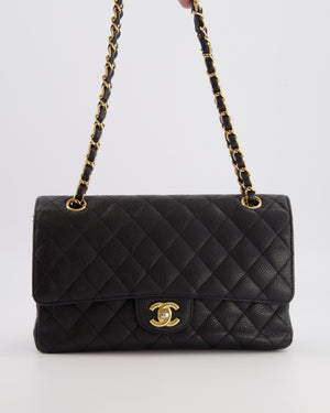 Chanel Black Medium Classic Double Flap Bag in Caviar Leather with Gold Hardware