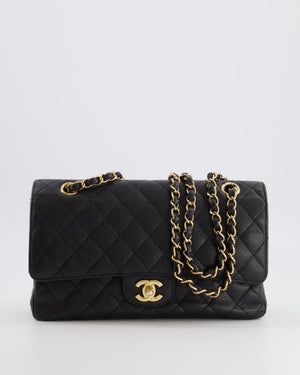 Chanel Black Medium Classic Double Flap Bag in Caviar Leather with Gold Hardware