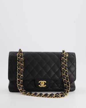 Chanel Black Medium Classic Double Flap Bag in Caviar Leather with Gold Hardware