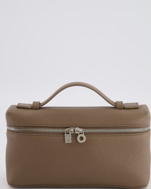 Loro Piana Extra Pocket L19 Bag in Taupe Brown Leather with Silver Hardware