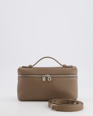 Loro Piana Extra Pocket L19 Bag in Taupe Brown Leather with Silver Hardware