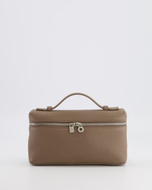 Loro Piana Extra Pocket L19 Bag in Taupe Brown Leather with Silver Hardware
