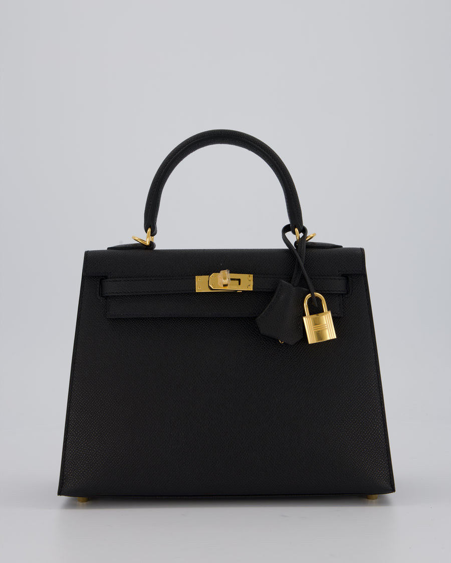 Hermès Kelly 25 Sellier Bag in Noir Epsom Leather with Gold Hardware