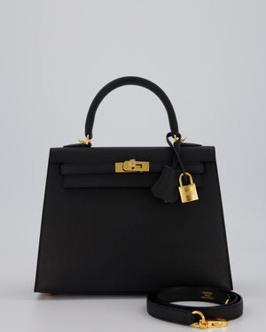 Hermès Kelly 25 Sellier Bag in Noir Epsom Leather with Gold Hardware