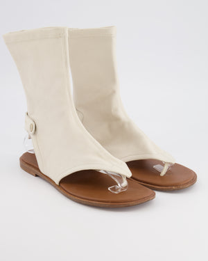 Christian Dior Spirit Thong Flat Sandals in White Lambskin Leather EU 37