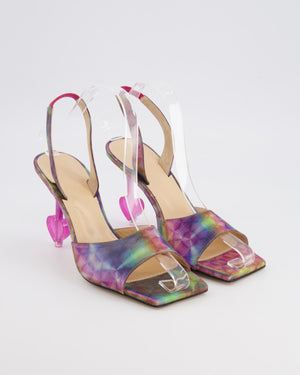 Mach & Mach Multi-Colour Kaleidoscope Print Slingback Heel with Pink Heart Heel Detail Size EU 37