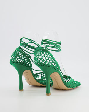 Bottega Veneta Green Wraparound Stretch Web Heels Size EU 37.5