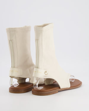 Christian Dior Spirit Thong Flat Sandals in White Lambskin Leather EU 37