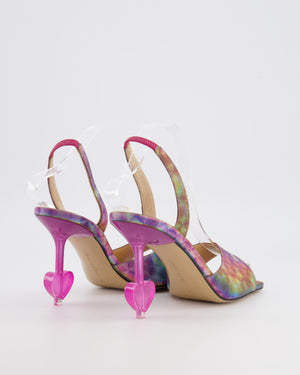 Mach & Mach Multi-Colour Kaleidoscope Print Slingback Heel with Pink Heart Heel Detail Size EU 37