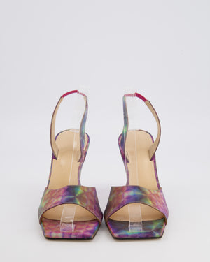 Mach & Mach Multi-Colour Kaleidoscope Print Slingback Heel with Pink Heart Heel Detail Size EU 37