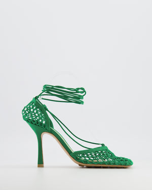 Bottega Veneta Green Wraparound Stretch Web Heels Size EU 37.5