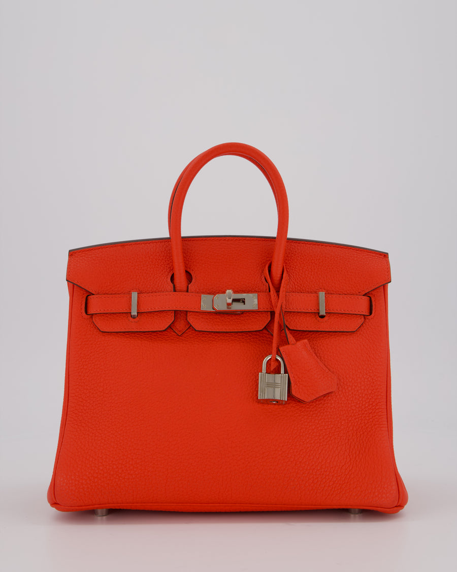 Hermès Birkin 25 Retourne Bag in Capucine Togo Leather and Palladium Hardware