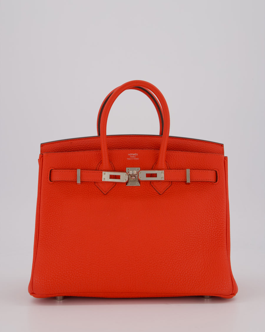 Hermès Birkin 25 Retourne Bag in Capucine Togo Leather and Palladium Hardware