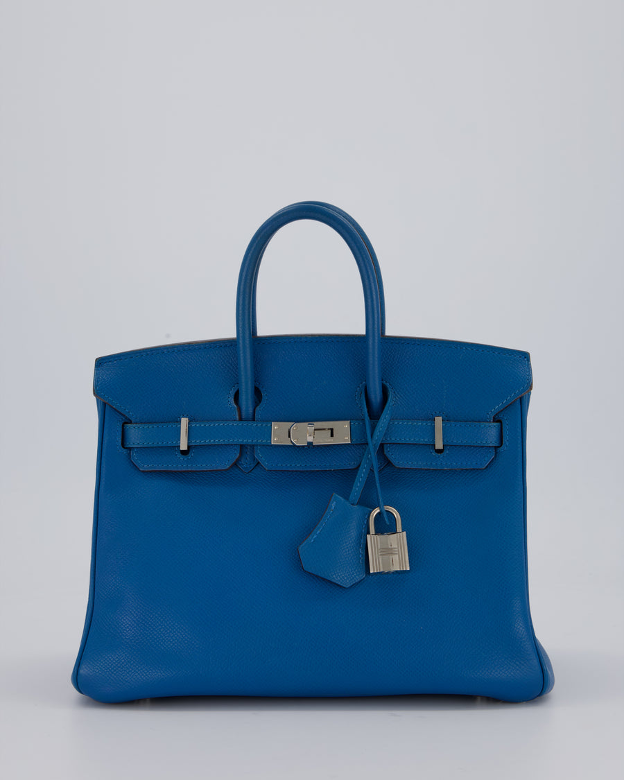 *FIRE PRICE* Hermès Birkin 25 Retourne Bag in Bleu De Galice Epsom Leather with Palladium Hardware