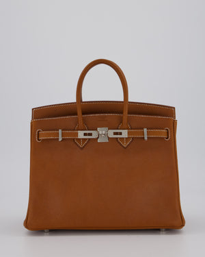 *RARE* Hermès Birkin 25 Retourne Bag in Fauve Barenia Faubourg Leather with Palladium Hardware
