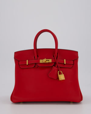 Hermès Birkin 25 Retourne Bag in Rouge Grenat Swift Leather with Gold Hardware