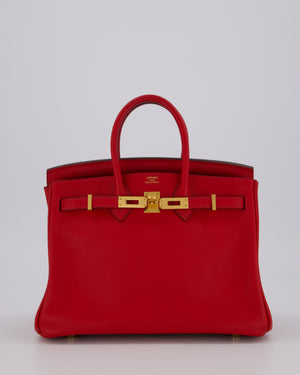 Hermès Birkin 25 Retourne Bag in Rouge Grenat Swift Leather with Gold Hardware