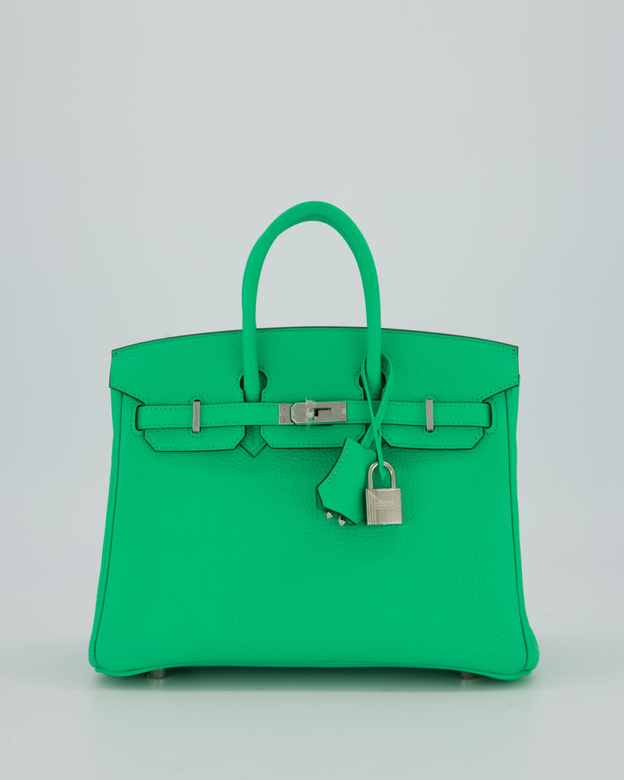 Hermès Birkin 25 Retourne Bag in Vert Comics Togo Leather with Palladium Hardware