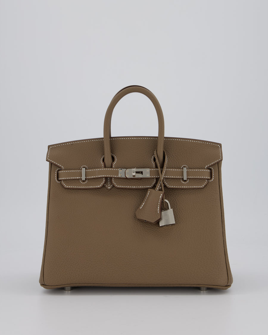 Hermès Birkin 25 Retourne Bag in Etoupe Togo Leather with Palladium Hardware