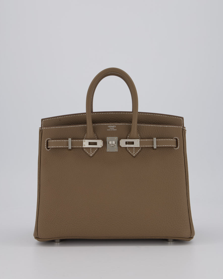 Hermès Birkin 25 Retourne Bag in Etoupe Togo Leather with Palladium Hardware