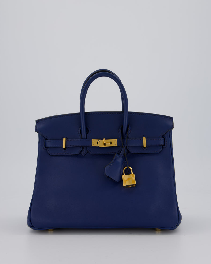 Hermès Birkin 25 Retourne Bag in Bleu Saphir Swift Leather with Gold Hardware