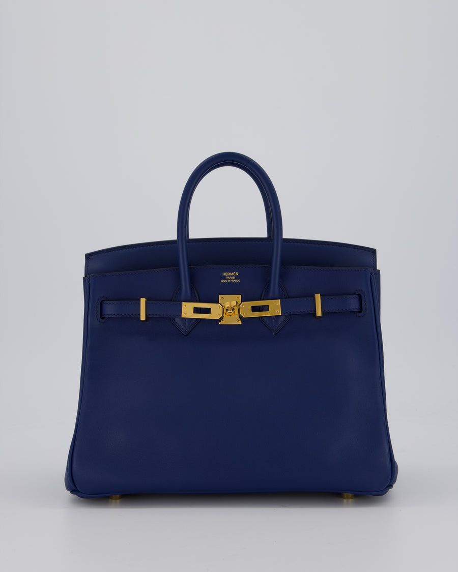 Hermès Birkin 25 Retourne Bag in Bleu Saphir Swift Leather with Gold Hardware