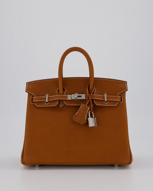 *NEW STAMP* Hermès Birkin 25 Retourne Bag in Fauve Barenia Faubourg Leather and Palladium Hardware
