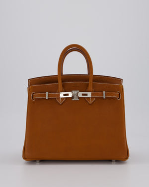 *NEW STAMP* Hermès Birkin 25 Retourne Bag in Fauve Barenia Faubourg Leather and Palladium Hardware