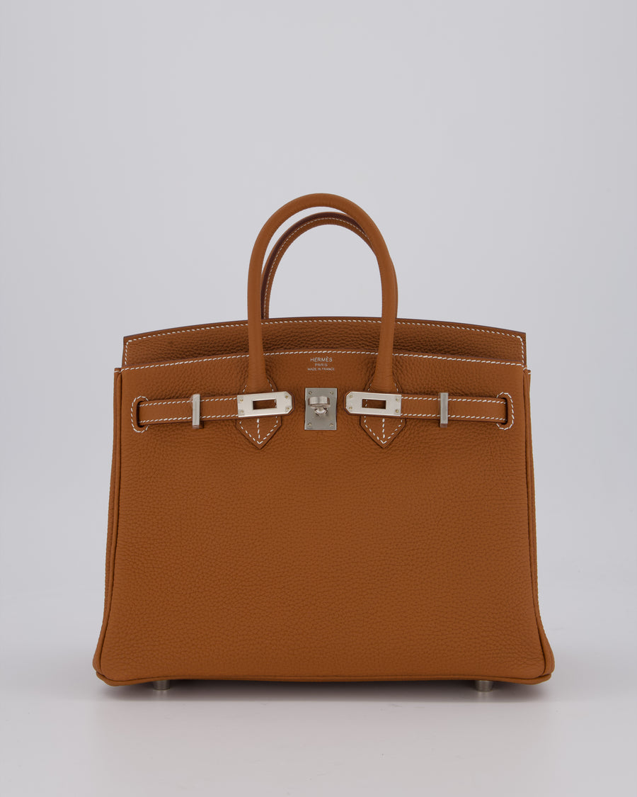Hermès Birkin 25 Retourne Gold Togo Leather with Palladium Hardware