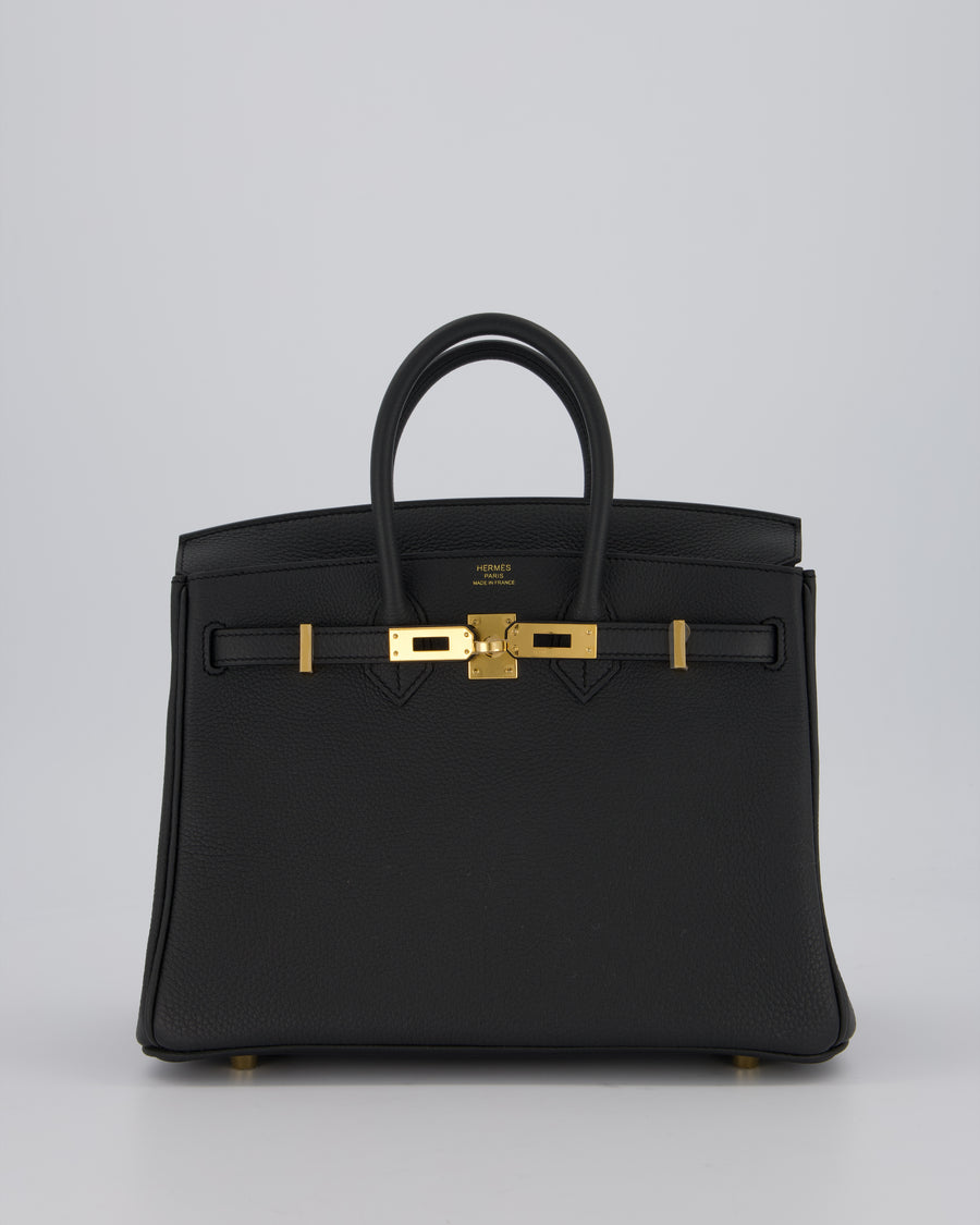 *HOT* Hermès Birkin 25 Retourne Bag in Plomb Togo Leather with Gold Hardware