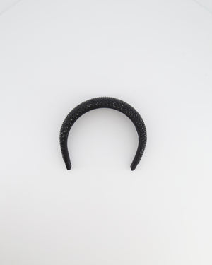 Prada Black Satin Crystal Embellished Headband RRP £800