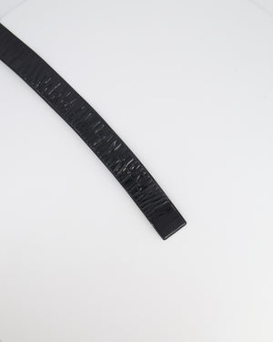 Valentino Black Patent Leather Belt with Detachable Crystal Embellished Art-Deco Buckle 85cm