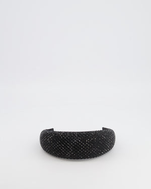Prada Black Satin Crystal Embellished Headband RRP £800