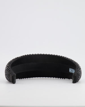 Prada Black Satin Crystal Embellished Headband RRP £800
