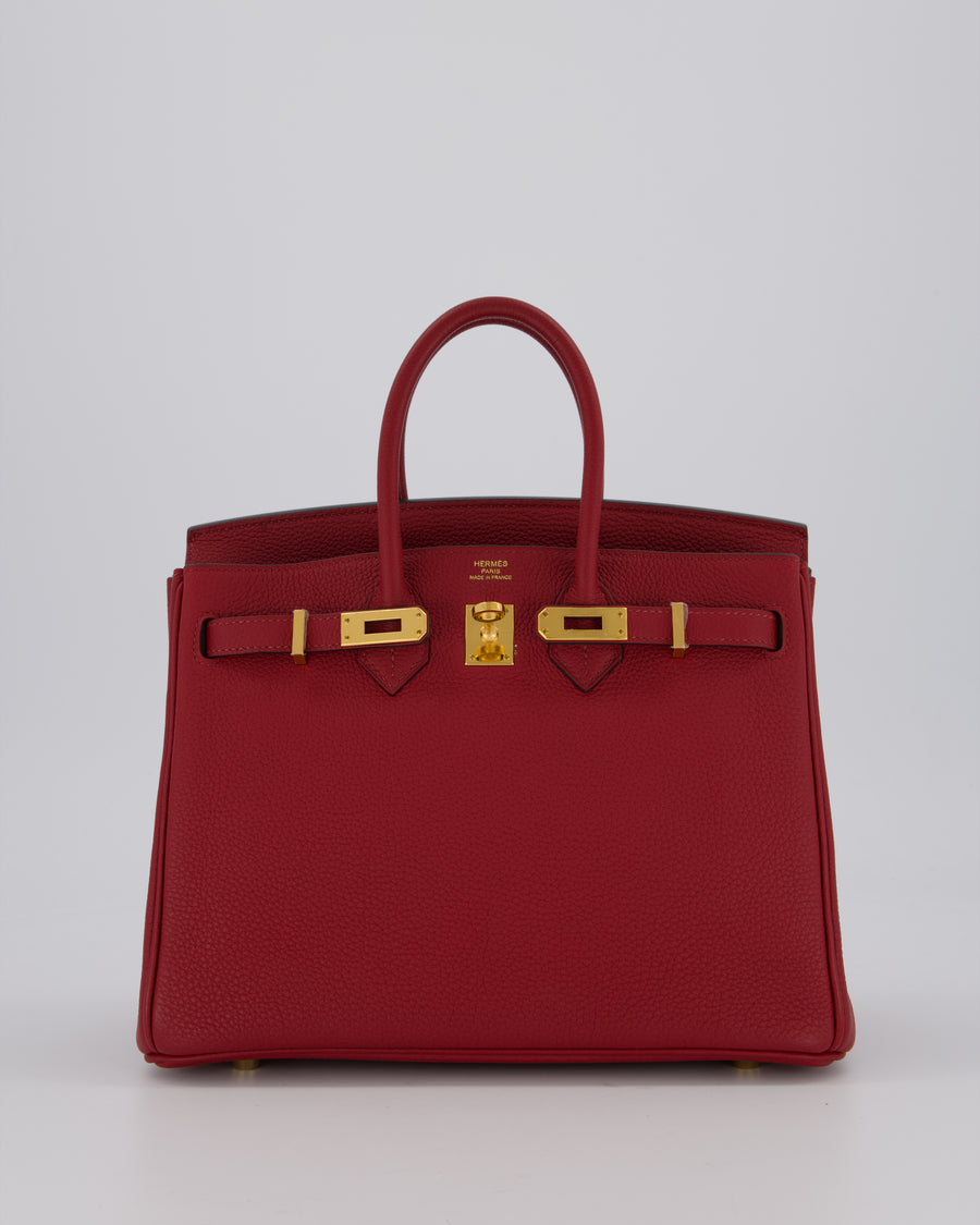 Hermès Birkin 25 Retourne Bag in Rouge Grenat Togo Leather with Gold Hardware