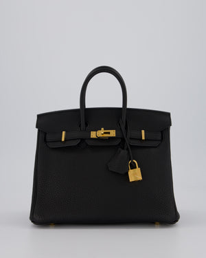 *HOT* Hermès Birkin 25 Retourne Bag in Noir Togo Leather with Gold Hardware
