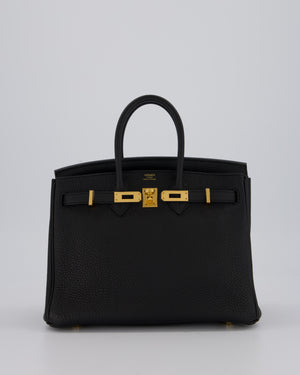 *HOT* Hermès Birkin 25 Retourne Bag in Noir Togo Leather with Gold Hardware