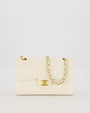 Chanel Vintage White Small Classic Double Flap Bag in Caviar Leather with 24K Gold Hardware