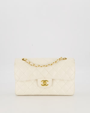 Chanel Vintage White Small Classic Double Flap Bag in Caviar Leather with 24K Gold Hardware