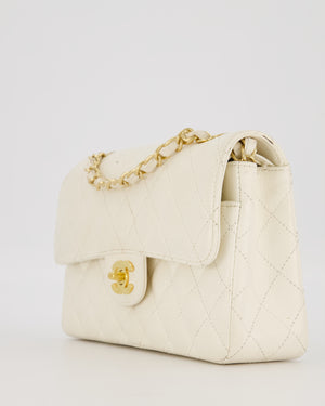 Chanel Vintage White Small Classic Double Flap Bag in Caviar Leather with 24K Gold Hardware