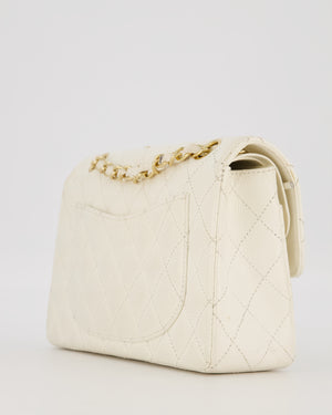 Chanel Vintage White Small Classic Double Flap Bag in Caviar Leather with 24K Gold Hardware
