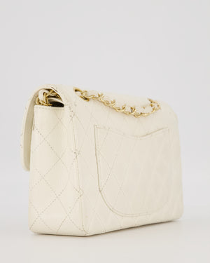 Chanel Vintage White Small Classic Double Flap Bag in Caviar Leather with 24K Gold Hardware
