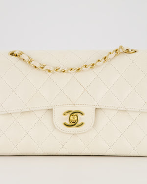 Chanel Vintage White Small Classic Double Flap Bag in Caviar Leather with 24K Gold Hardware