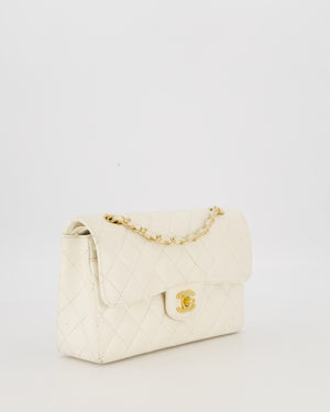 Chanel Vintage White Small Classic Double Flap Bag in Caviar Leather with 24K Gold Hardware