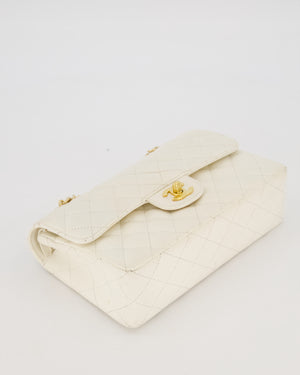 Chanel Vintage White Small Classic Double Flap Bag in Caviar Leather with 24K Gold Hardware