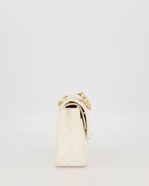 Chanel Vintage White Small Classic Double Flap Bag in Caviar Leather with 24K Gold Hardware